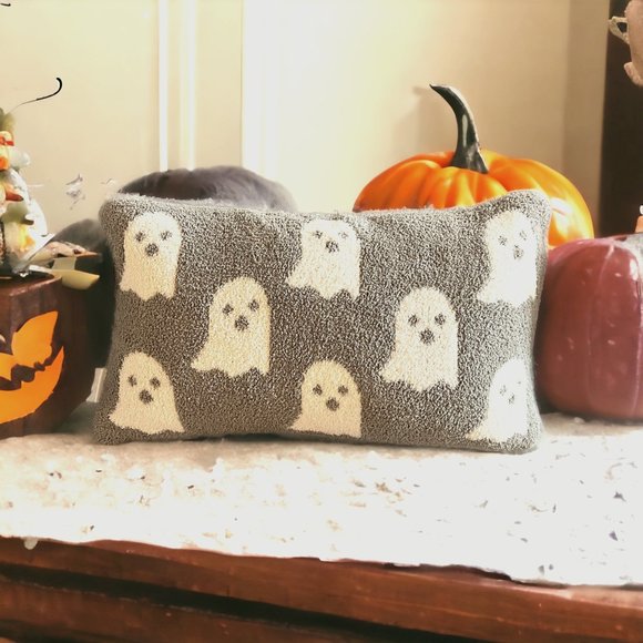 Gray Ghost Pillow - Cozy for Halloween and Fall - by Storehouse Seasonal - Picture 1 of 6